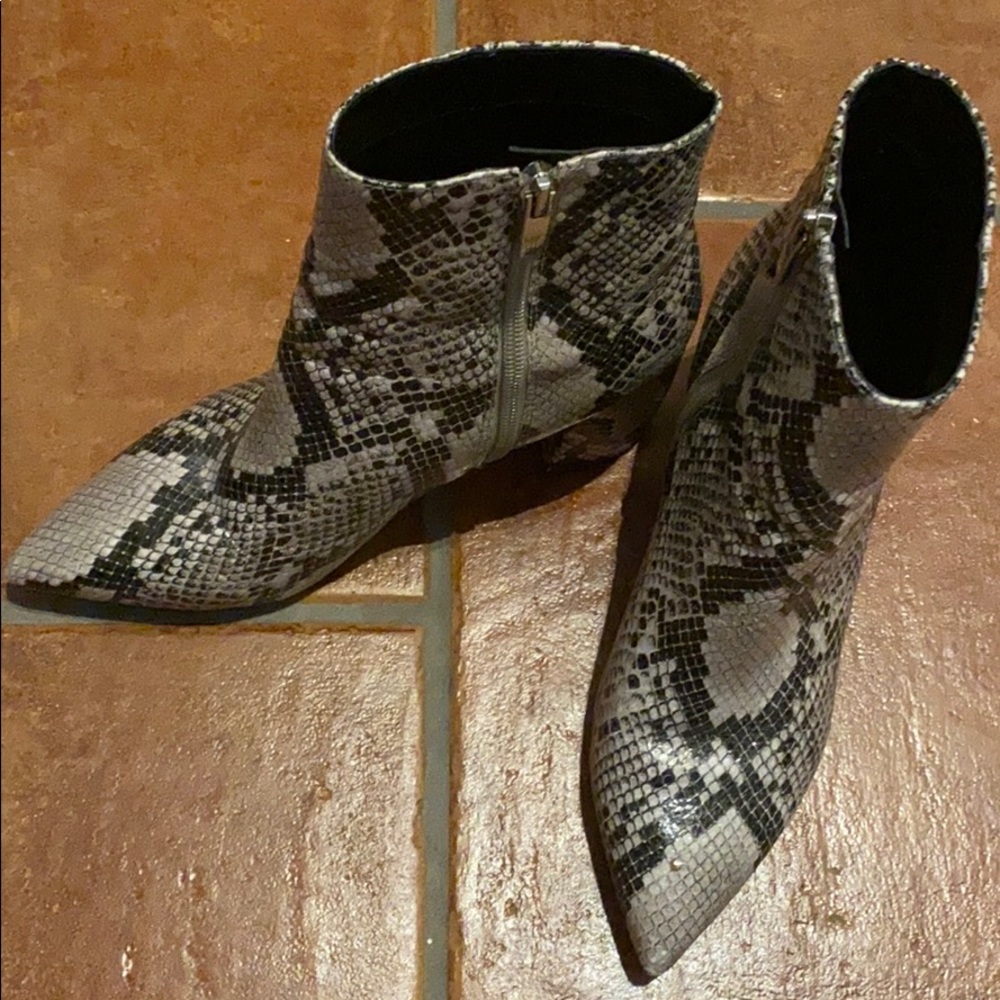 Marc Fisher Snake Print Ankle Boots
